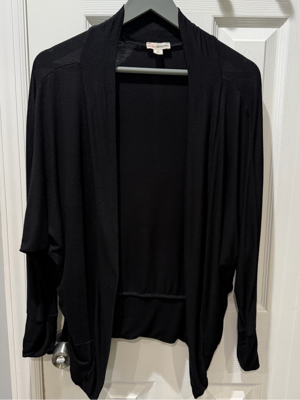 Zenana Outfitters Black Open-Front Draped Cardigan